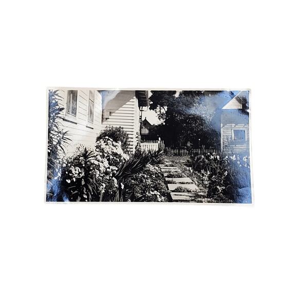 Vtg Photo of Garden Walkway Original Monochrome Photography Found Landscape - Picture 1 of 4